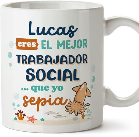 MUGFFINS Tazas Personalizadas para TRABAJADOR SOCIAL hombre - En Español - Mejor que yo Sepia - 11 oz / 330 ml - Regalo Personalizable original y divertido