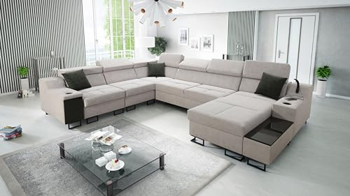 IM SOFA XXL Couch Sofagarnitur Ecksofa in U-Form Wohnlandschaft ALICANTO VIII Links/rechts Farbe wählbar TOP Qualität