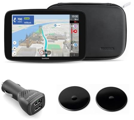 TomTom Camper Navi GO Camper Max 2. Generation Premium Pack (7 Display, POI`s für Wohnmobil- und Wohnwagen, Updates via Wi-Fi, TomTom Traffic, Fahrzeugprofile speichern, Weltkarten, Premium Zubehör)