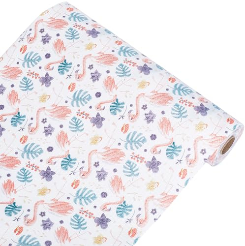 CREATCABIN Doublures Tiroir Plastique Étagère,Placard,Placard,Rouleau Tapis Non Adhésif,Imperméable Antidérapant,Doublure Protection pour Réfrigérateur,Cuisine,Commode,Maison,Flamant Rose 30x300cm