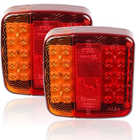 Yinaolan 2 Stück LED-Anhänger-Rückleuchten, 12 V wasserdicht LED-Rücklicht Bremslicht Blinker Kontrollleuchte für Wohnwagen Van Boot Wohnmobil LKW Traktor E-Prüfzeichen