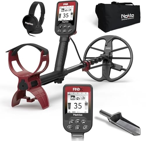 Nokta FINDX Metal Detector, Metaldetector con bobina impermeabile da 28cm con Pinpoint e Batteria Ricaricabile per oro, Accessori professionali Cuffie, Scavatrice, Borsa per il trasporto