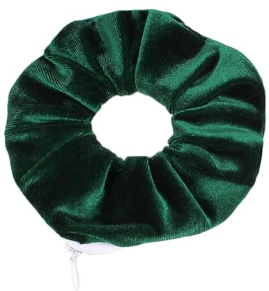 3 Stück Bunte Samt Scrunchies Haargummi Elastischer Haarbänder Frauen Pferdeschwanz Kopfschmuck Haarspangen für Mädchen und Damen Haarschmuck mit Versteckter Reißverschlusstasche,Grün