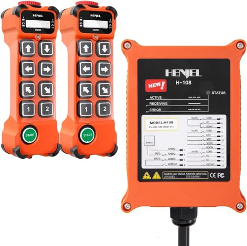 Télécommande de grue sans fil radio industriel 8 canaux Bouton Contrôleur pour 220V 380V grue palan électrique 2 Émetteurs et récepteur