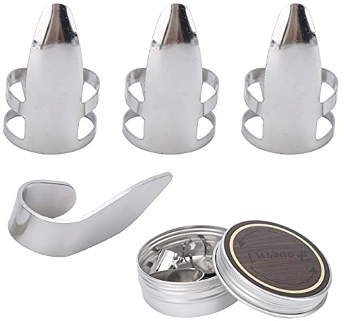Stahlgitarren Fingerpicks Set,Rostfreie Daumenplektren Verstellbare Banjo Pick Bass Ukulele Harfe Fingerstyle Akustisches Spielzubehör Instrumente Metallschutz für Musikalische Allgemeine Daumenpicks