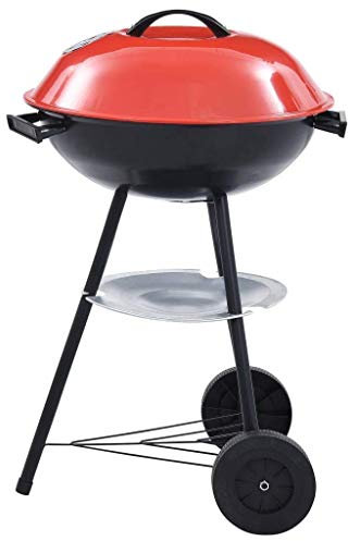 Tragbarer XXL-Holzkohle-Kugelgrill mit Rädern 44 cm, für Zuhause, Büro, Outdoor