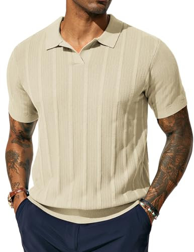PJ PAUL JONES Polo da uomo a maniche corte, vestibilità normale, da golf, estiva, maglia a maniche corte, polo, albicocca, S