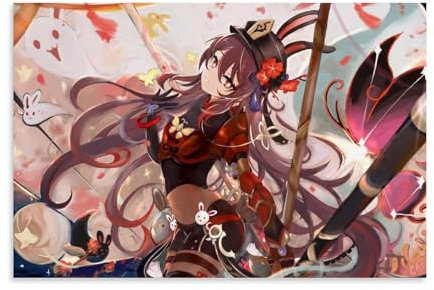 FBBINKA Game Genshin Impact Hu-Tao Wohnzimmer-Dekor, moderne ästhetische Wandkunst, Poster, Geschenk für Freunde, ungerahmt, 20 x 30 cm