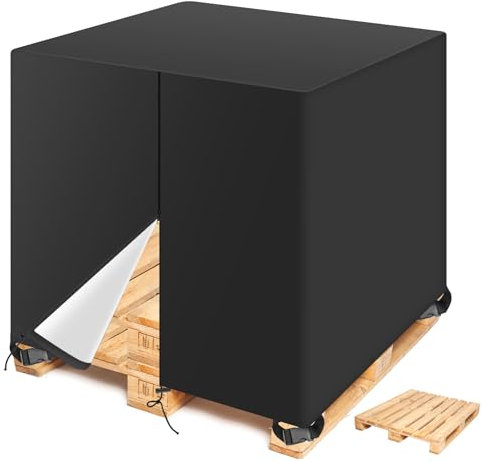 Nathdy Zip 600D Palettenabdeckung, strapazierfähig, schwarz, Palettenabdeckungen, passend für große Paletten bis zu 121,9 x 152,4 x 121,9 cm, wasserdicht, wetterfest, UV-Schutz, mit verstellbarem