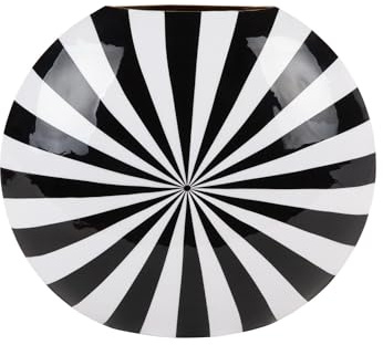 Present Time [DL] Vase Candy Swirl Large Enamel Black & White