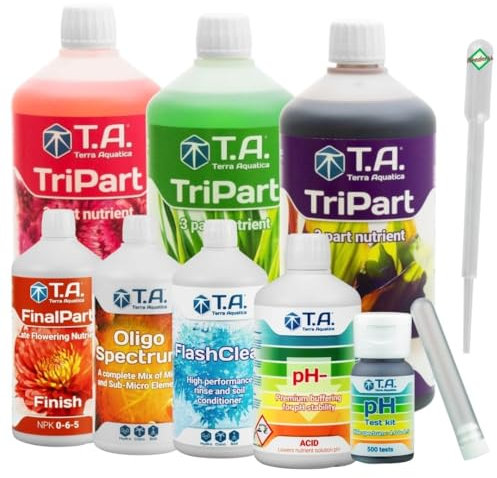 Weedness GHE Dünger Tripak Flora Starter Set All-Star 8-teilig – Grow Tomaten Naturdünger NPK Orchideen Palmen Bio Gemüse Bonsai Organischer