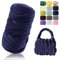 POFIBO Dicke Wolle Garn, 500g Chunky XXL Wolle zum Handstricke, Armstricken wolle, Schlauchgarn, Handstrickgarn, Wolle zum häkeln für Anfänger,Decken,Körbe,DIY-Kunsthandwerk,Länge ca 16m, Dunkelblau