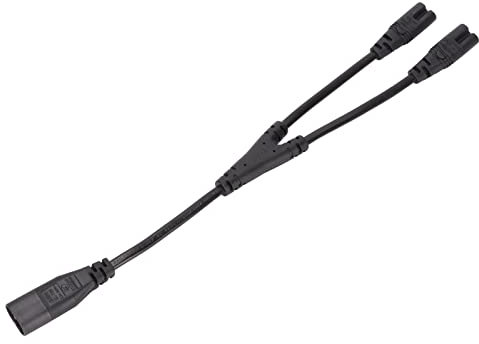 Doact Verlängerungskabel-Splitter, IEC320 C8 auf Dual IEC320 C7 Netzkabel, Stecker auf Stecker, Verlängerungskabel, Outdoor-Verlängerungskabel mit Y-Split-Stecker auf Doppel-Buchse, 1