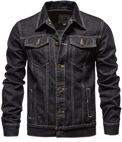 Btmpmcs Herren Classics Jeansjacke Vintage Denim Trucker Jacket Gewaschener Cowboy Übergangsjacke Baumwolle Denim Jacke für Frühling und Herbst Western Motorrad Biker Jeans Mantel Outerwear