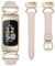 TOYOUTHS Lederarmband Kompatibel mit Fitbit Charge 6/Charge 5 Armband Damen, Frauen Schlank Luxus Elegant Dressy Armbänder mit C-förmiger Schnalle für Charge 6, Polarstern/Champagne Gold