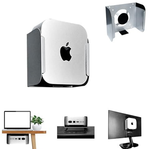 Growalleter Mac Mini M4 Mount for Wall, Under Desk, Monitor Mounting Installation - Heat Dissipation Metal Bracket with Silicone Protection, Compatible with Apple Mac Mini M4/M4 Pro (Bracket)