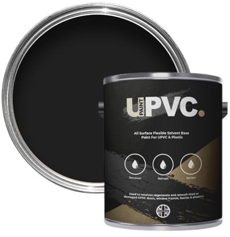 upaintpvc - All-In-Once UPVC Plastic Paint - Windows - Doors - Frames - Conservatories - Fascia - Downpipes - Guttering | Gloss Finish - 2.5Litre (Black)