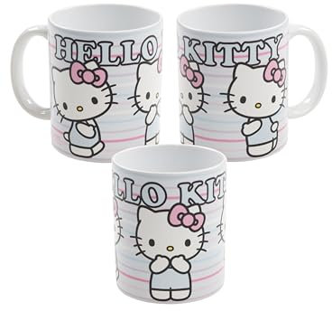Hello Kitty - Tazza da caffè a strisce, in ceramica, 320 ml, colore: Blu
