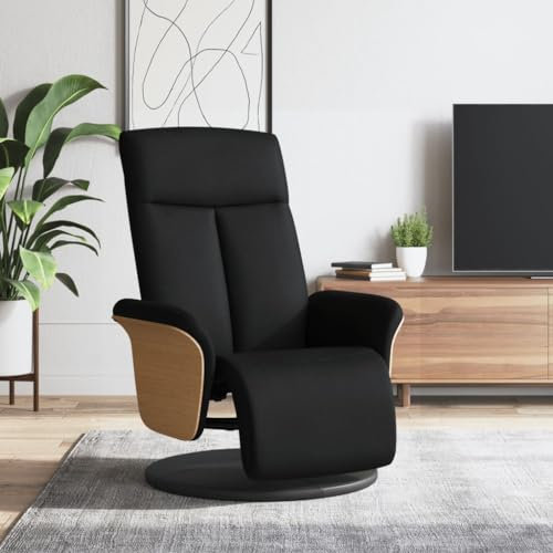 Woonisher Fauteuil inclinable avec Repose-Pieds Noir Tissu mobilier de Jardin extérieur