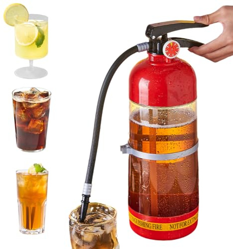 Introti Distributeur d'alcool, 3 L, en forme d'extincteur, distributeur de bière portable à pression manuelle en plastique rouge pour bière, whisky, vin verseur pour maison, bar, fête