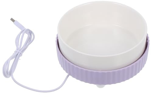 Heizwasserbehälter für Haustiere mit Temperaturregelung, Keramik 350ml | Beheizbarer Wassernapf, Katzenbedarf für Innen und Außen, PP und Keramik, Rund, Leise