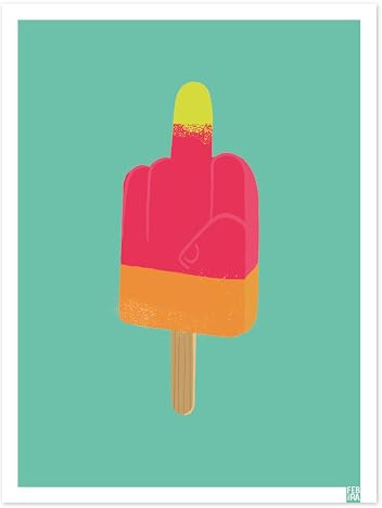 Close Up Eis Finger Flutsch Kunstdruck 30x40 cm – Lustiges Mittelfinger Ice Cream Poster, Pop Art Wanddeko, Humorvolles Geschenk, Farbkräftiger Art Print
