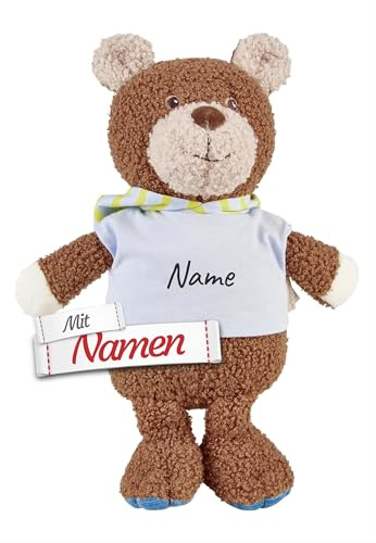 LALALO Sterntaler Kuscheltier Teddybär personalisiert - Bär Bob, mit Namen Bestickt - Stofftier als Geschenk zur Geburt oder Geburtstag - 32 cm, braun
