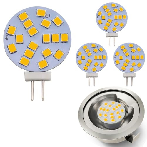 4 Stück G4 rund LED Lampen warmweiß 2700K, 2w ersetz 20w Halogen Stiftsockellampe Glühbirne, 12V AC/ 10-30V DC, Leuchtmittel G4 für Unterbauleuchte Einbaustrahler Möbeleinbauleuchte (2700K)