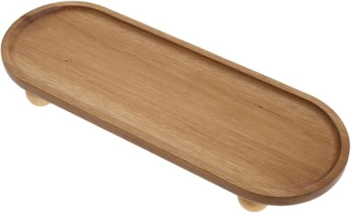 Easnea Wooden Riser for Display, Farmhouse Pedestal Stand Soap Tray Wood Display Riser Decorative Countertop Organizer Riser Board Plant Stand for Kitchen Counter & Home Decor (Long Oval)