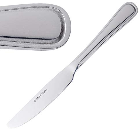 Olympia Mayfair Stainless Steel Dessert Knife, Pack of 12 | High-polish finish delivers a sleek look for professional dining, built to withstand daily commercial dishwashing.