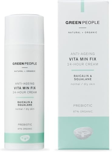 Green People Vita Min Fix 24-Hour Cream Moisturiser, 50ml | 24-Hour Cream, With Squalane (Derived from Olives) for Normal and Dry Skin, Paraben and Alcohol Free, Cruelty Free and Vegan