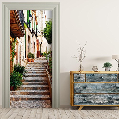 Stickerprofis Türtapete selbstklebend TürPoster - MALLORCA GASSE - 3D Türaufkleber Türfolie