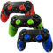 Pandaren® silikon dickere gälfte skin hülle Schutzhülle für PS4 controller ( Tarnung rot, blau, grün) x 3 + thumb grips aufsätze x 6