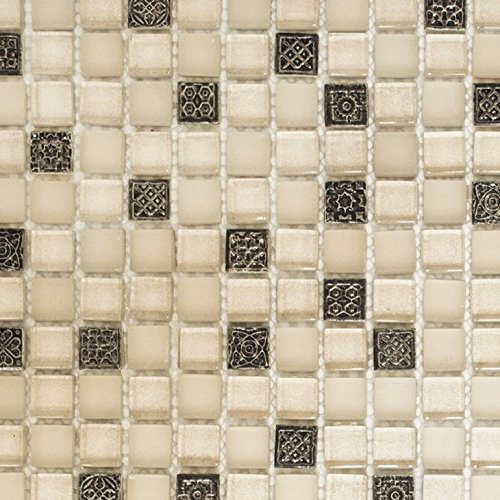 Mosaik Fliese Transluzent champagner Glasmosaik Crystal Resin champagne champagne matt für WAND WC KÜCHE FLIESENSPIEGEL THEKENVERKLEIDUNG Mosaikmatte Mosaikplatte