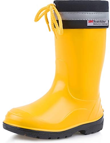 Ladeheid Stivali Bambino e Bambina in Gomma PVC Stivaletti Impermeabili per Ragazzi e Ragazze Calzature Antipioggia per Bimbi Resistenti all'Acqua LA-972 (Giallo/Nero 24 EU)