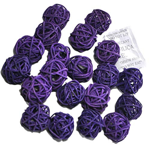 20 Stück Natur Wicker Rattan Kugeln Tischschmuck Hochzeit Party zum Aufhängen Wobble Ball Weihnachten Deko 3cm Dunkellila