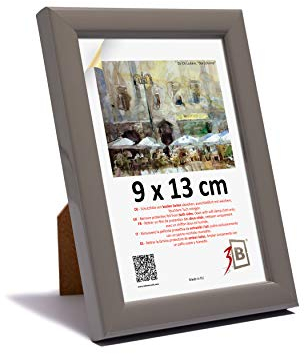 3-B Marco de Foto ULM 9x13 cm - gris - marco para fotos de madera con cristal acrílico