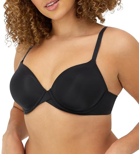Maidenform Women's One Fabulous Fit 2.0 Tailored Demi Bra Half Cup, Black, 38C