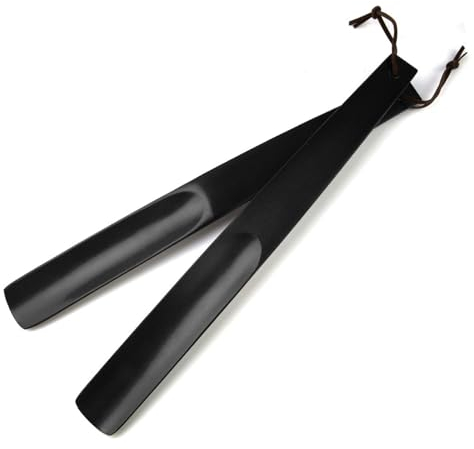 onebarleycorn Chausse Pied Long, 2pcs Chaussé Pied Bois Chausse-pied Manche Fermé pour Enfant, Hommes, Femmes (Noir)