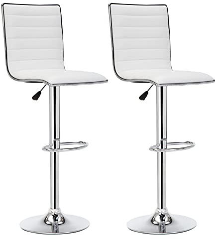 IntimaTe WM Heart Barhocker 2er Set Höhenverstellbarer Barhocker mit Rückenlehne und Fußstütze Drehbarer Barstuhl 2er Set Küchenhocker 36 x 40 x 116cm (Weiß)