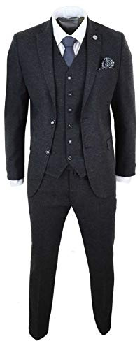 Mens Wool Tweed Suit 3 Piece Authentic 1920s Tailored Fit Classic