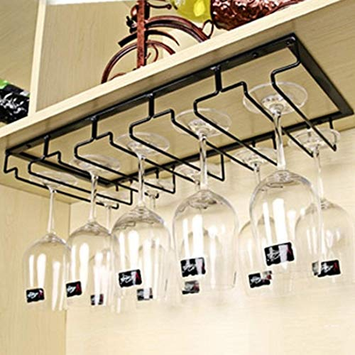 Tosbess Portabicchieri/porta calici - supporto con 5 binari per 10-15 Bicchiere di vino - Mantieni I bicchieri asciutti - a sospensione o a parete, cromato,50 ×22,5 × 5,5 cm (5 binari)