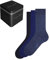 FALKE Herren Socken Happy Box Uni Multipack M So Baumwolle einfarbig 3 Paar, Blau Blue Mix 0020, 43-46