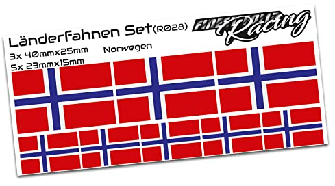 8er Set Länderaufkleber Fahne Länderfahne Flagge Wetterfest RC Car Auto Motorrad Sticker Fahrrad Aufkleber Modellbau R028 (Norway)