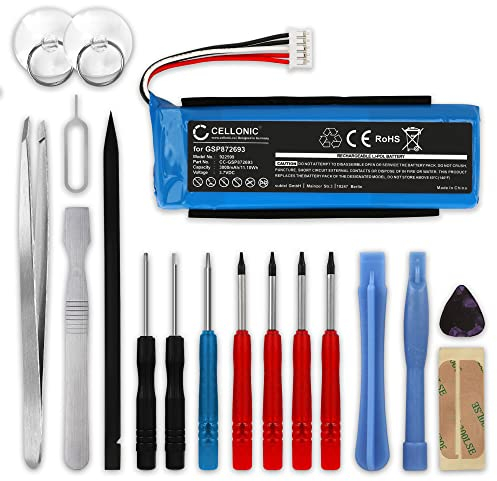 CELLONIC, Batterie pour Haut-Parleur Compatible avec JBL Flip 3 (3000mAh, 3.7V) + kit d'outils Batterie de Remplacement GSP872693, P763098 03