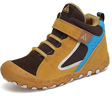 Mishansha Trekkingschuhe Kinder Wanderschuhe Jungen Mädchen rutschfest Outdoor Sneaker Sport Kinderschuhe Gelb Gr.33
