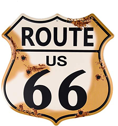 dojune - Metallschild Route 66 Highway, Retro, Wanddekoration, Schild