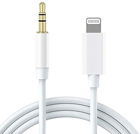 Cable auxiliar para iPhone, Lightning a 3,5 mm para coche, compatible con iPhone 11/11 Pro/XS/XR/X 8 7 6/iPad/iPod para coche/hogar estéreo/auriculares/altavoz (3,3 pies, blanco)