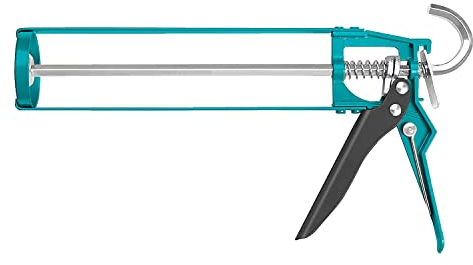 Total Tools - Pistolet applicateur en silicone | Longueur de 230 mm | Plaque de poussée double | Poignée ergonomique en aluminium | Acier | Résistant à la corrosion