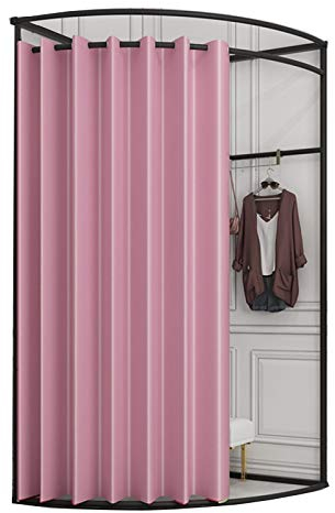 YXYECEIPENO Ankleidezimmer, Eckmontage, einfach beweglich, mit Vorhangschiene, Vorhang mit Gleitring, Büro, Umkleidekabine, 9 Farben, 2 Größen